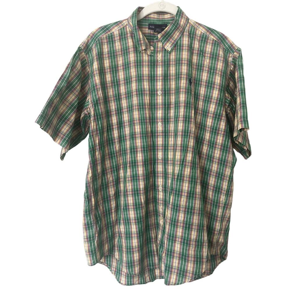 Ralph Lauren‎ Boys Plaid Button Down Short Sleeve Shirt Size XL 20